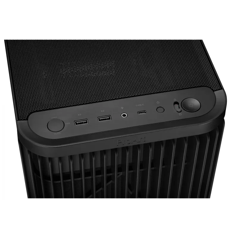 PC korpuss ASUS ProArt PA401 Mesh Panel Melns, ATX, 2x160mm priekšā, 1x120mm aizmugurē, 2x3.5 collu + 2x2.5 collu, USB 3.2 Gen1