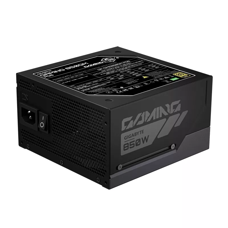 GIGABYTE GAMING 850GM PG5 barošanas bloks – PCIe 5.1, 80 PLUS Gold, pilnībā modulārs, 135 mm ventilators, ATX 3.1 saderīgs, EU kontaktdakša