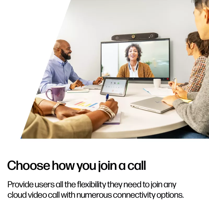 HP Poly Studio X52 All-in-One Video Bar — grupas videokonferenču sistēma, 4K Ultra HD, 30 fps, 95°, 5x, Android