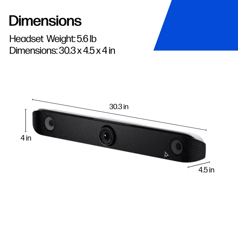 HP Poly Studio X52 All-in-One Video Bar — grupas videokonferenču sistēma, 4K Ultra HD, 30 fps, 95°, 5x, Android