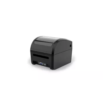 Etiķešu printeris Capture CA-RP420 — tiešā termoprintera 203 dpi darbvirsmas modelis ar USB, seriālo un Ethernet portiem (melns)