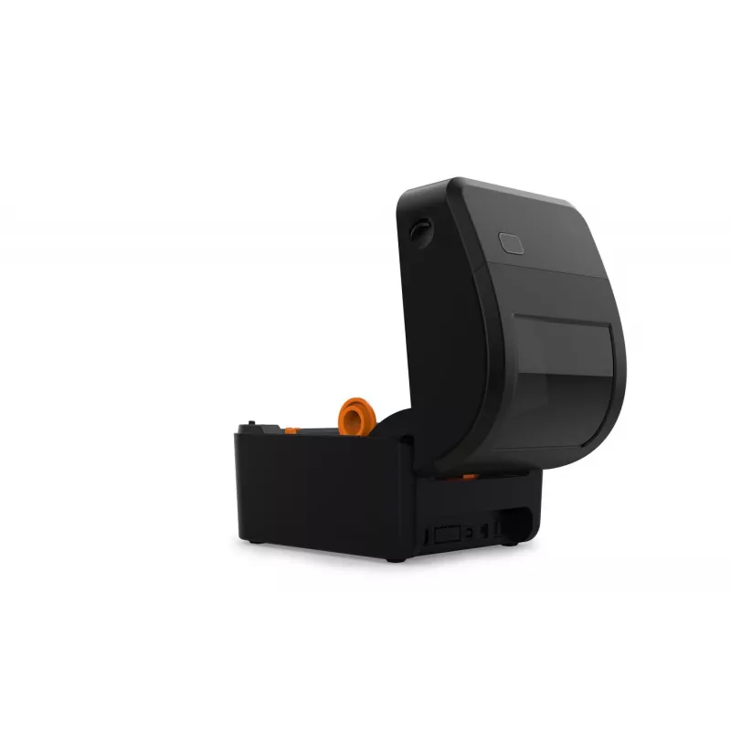 Etiķešu printeris Capture CA-RP420 — tiešā termoprintera 203 dpi darbvirsmas modelis ar USB, seriālo un Ethernet portiem (melns)