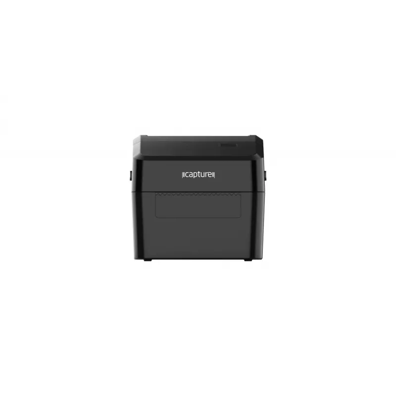 Etiķešu printeris Capture CA-RP420 — tiešā termoprintera 203 dpi darbvirsmas modelis ar USB, seriālo un Ethernet portiem (melns)