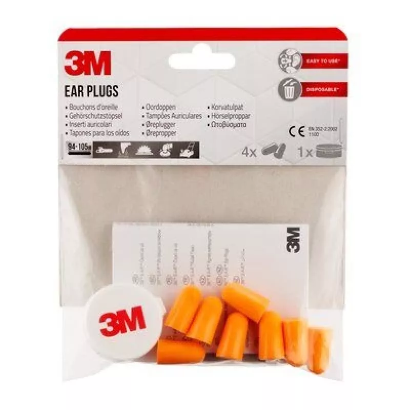 Atkārtoti lietojami ausu aizbāžņi 3M 1100C4, oranži, ar auklu, 4 pāri