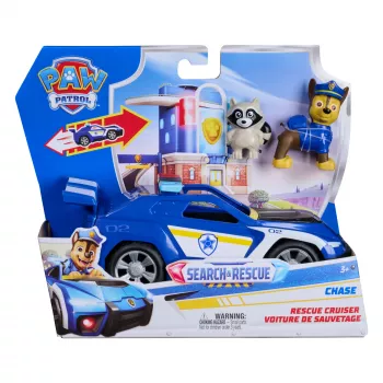 PAW Patrol: Meklēšana un glābšana, Chase glābšanas kruīzeris ar 2 figūriņām, policijas auto ar atvelkamo darbību, rotaļlieta zēniem un meitenēm no 3 gadu vecuma