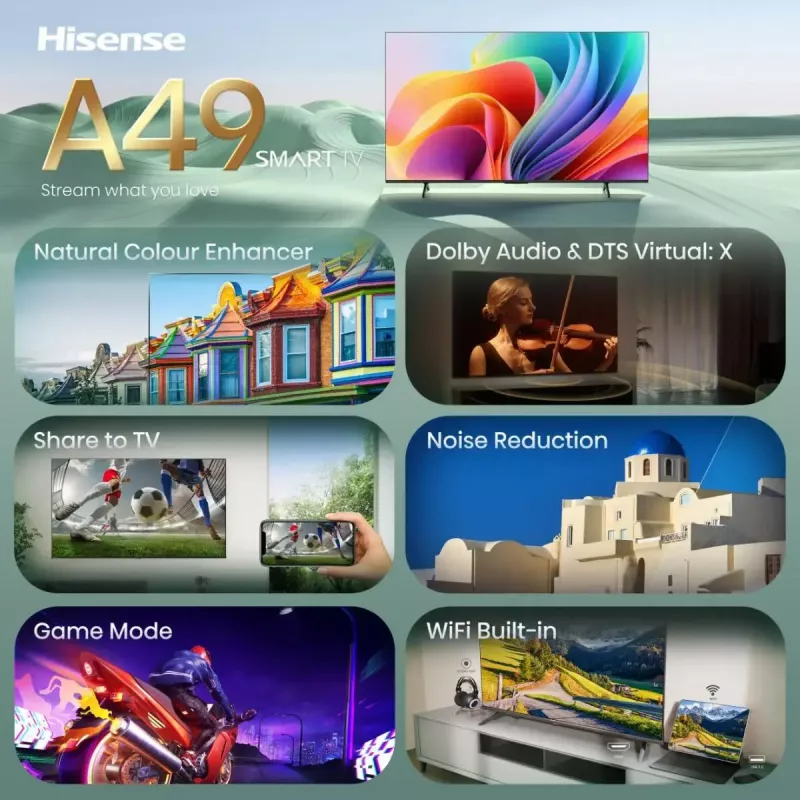 LED televizors Hisense 40A49S 40 collas (100 cm) HD Feature TV, melns