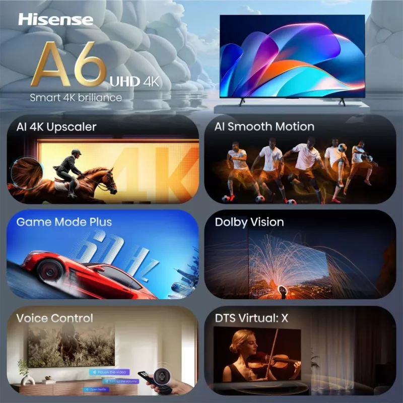 Televizors Hisense 58A6S 58 collu UltraHD/4K trīskāršais uztvērējs LED