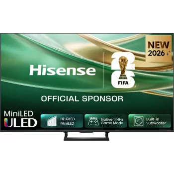 Televizors Hisense 85E68S 65 collu ULED MiniLED UltraHD/4K, trīskāršais TV uztvērējs, 144 Hz panelis, iebūvēts zemfrekvences skaļrunis
