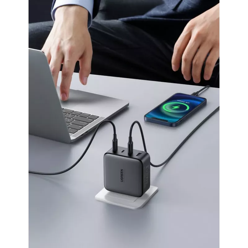 Lādētājs Ugreen Nexode 100W GaN USB-C USB-A Ātrā uzlāde 3 Porti