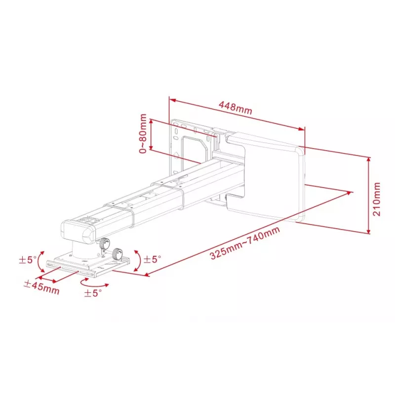 Projektora stiprinājums Multibrackets M Projector Mount Short Throw Deluxe 300-700 Medium sienas stiprinājums 25 kg balts