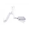 Darba stacijas roka MULTIBRACKETS M Workstation Arm Single — atbalsta 15 inch–27 inch, max slodze 11.5 kg, augstuma regulēšana 0–124 mm, tastatūras laukums 449×207 mm, balta