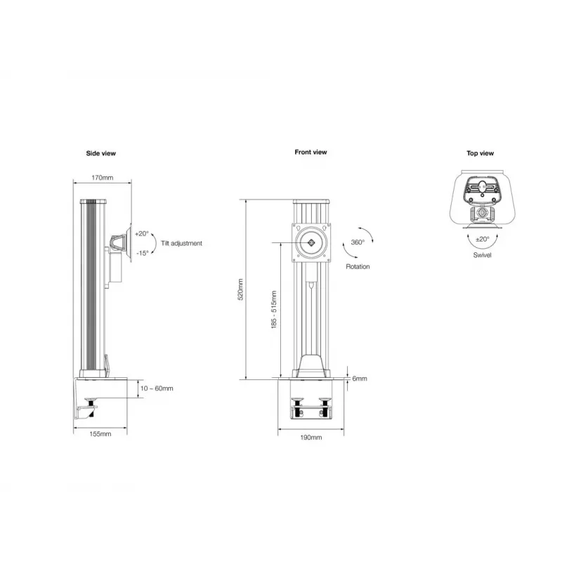 Monitora stiprinājums Multibrackets M VESA Deskmount HD Single 32–50 collu ekrāniem, skava/caururbšana, līdz 24 kg, VESA 75x75–100x100, melns