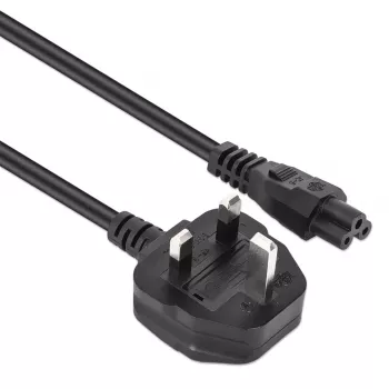 Manhattan Mains strāvas vads, UK 3-pin spraudnis uz C5 sievišķo (trīslapu), 1.8m, 16A, Mūža garantija