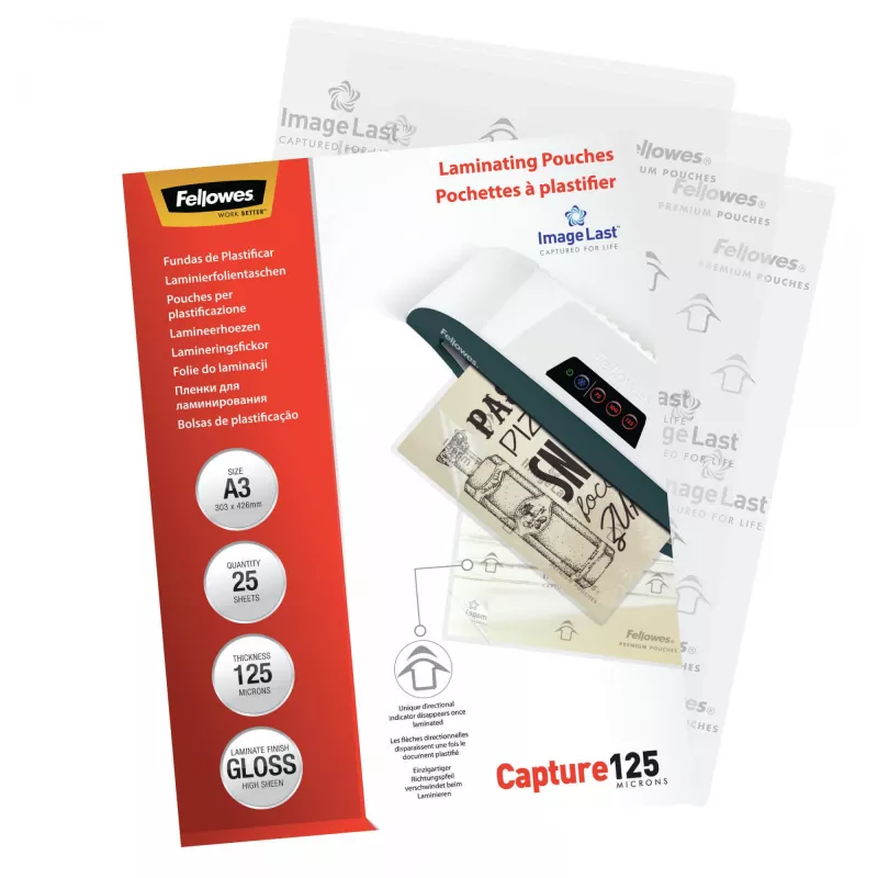 Fellowes ImageLast A3 laminēšanas plēve 125 mikroni, 25 gab., spīdīga, caurspīdīga