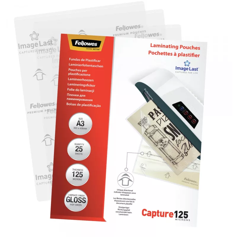 Fellowes ImageLast A3 laminēšanas plēve 125 mikroni, 25 gab., spīdīga, caurspīdīga
