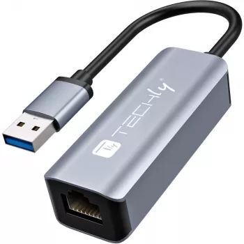 Techly IDATA USB-ETGIGA-AA dokstacija / portu replikators Vadu USB 3.2 Gen 1 (3.1 Gen 1) Type-A Melns, Sudrabs