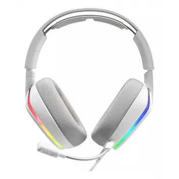 Glorious Gaming Glorious GHS Eternal RGB - Stereo RGB spēļu austiņas PC, PS5, PS4, Switch - pielāgoti leņķa draiveri, regulējams kristāldzidrs noņemams mikrofons, USB-C - izturīgas, visu dienu/nakti ērtas - Baltas