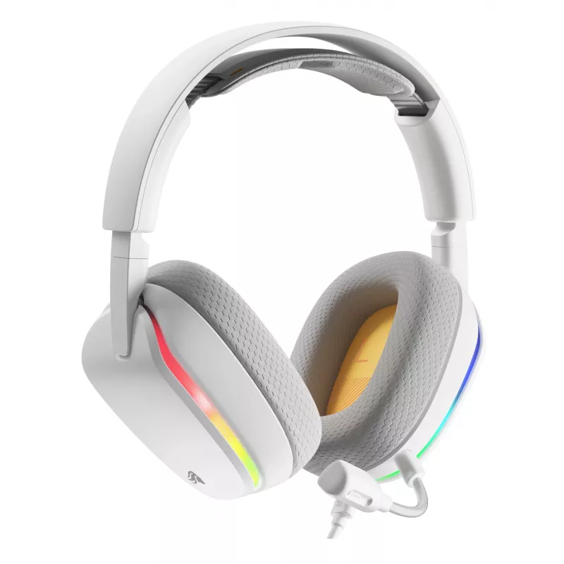 Glorious Gaming Glorious GHS Eternal RGB - Stereo RGB spēļu austiņas PC, PS5, PS4, Switch - pielāgoti leņķa draiveri, regulējams kristāldzidrs noņemams mikrofons, USB-C - izturīgas, visu dienu/nakti ērtas - Baltas