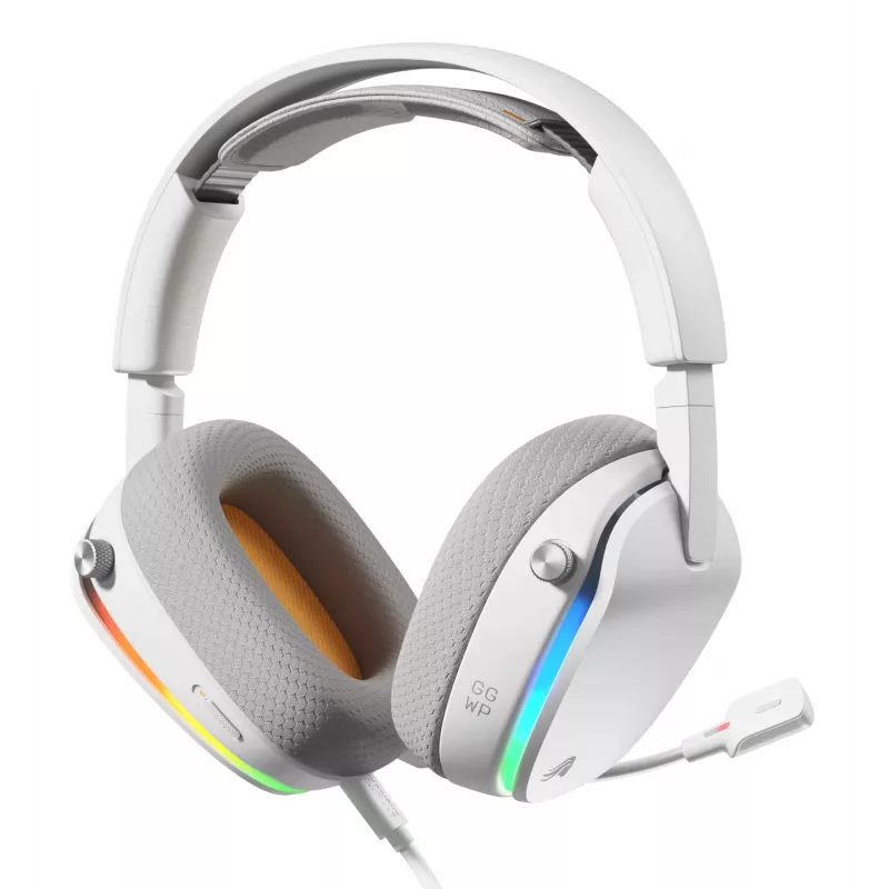 Glorious Gaming Glorious GHS Eternal RGB - Stereo RGB spēļu austiņas PC, PS5, PS4, Switch - pielāgoti leņķa draiveri, regulējams kristāldzidrs noņemams mikrofons, USB-C - izturīgas, visu dienu/nakti ērtas - Baltas
