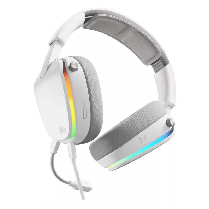 Glorious Gaming Glorious GHS Eternal RGB - Stereo RGB spēļu austiņas PC, PS5, PS4, Switch - pielāgoti leņķa draiveri, regulējams kristāldzidrs noņemams mikrofons, USB-C - izturīgas, visu dienu/nakti ērtas - Baltas