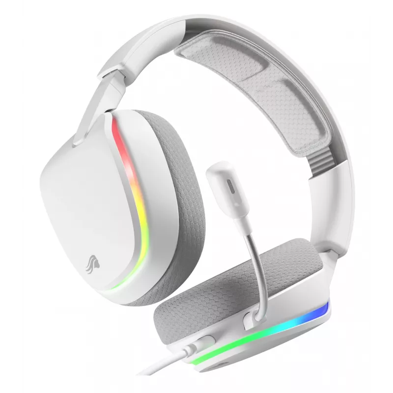 Glorious Gaming Glorious GHS Eternal RGB - Stereo RGB spēļu austiņas PC, PS5, PS4, Switch - pielāgoti leņķa draiveri, regulējams kristāldzidrs noņemams mikrofons, USB-C - izturīgas, visu dienu/nakti ērtas - Baltas