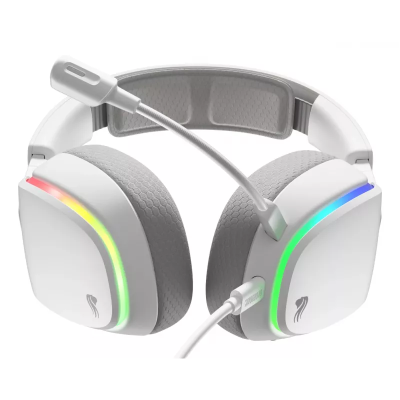 Glorious Gaming Glorious GHS Eternal RGB - Stereo RGB spēļu austiņas PC, PS5, PS4, Switch - pielāgoti leņķa draiveri, regulējams kristāldzidrs noņemams mikrofons, USB-C - izturīgas, visu dienu/nakti ērtas - Baltas