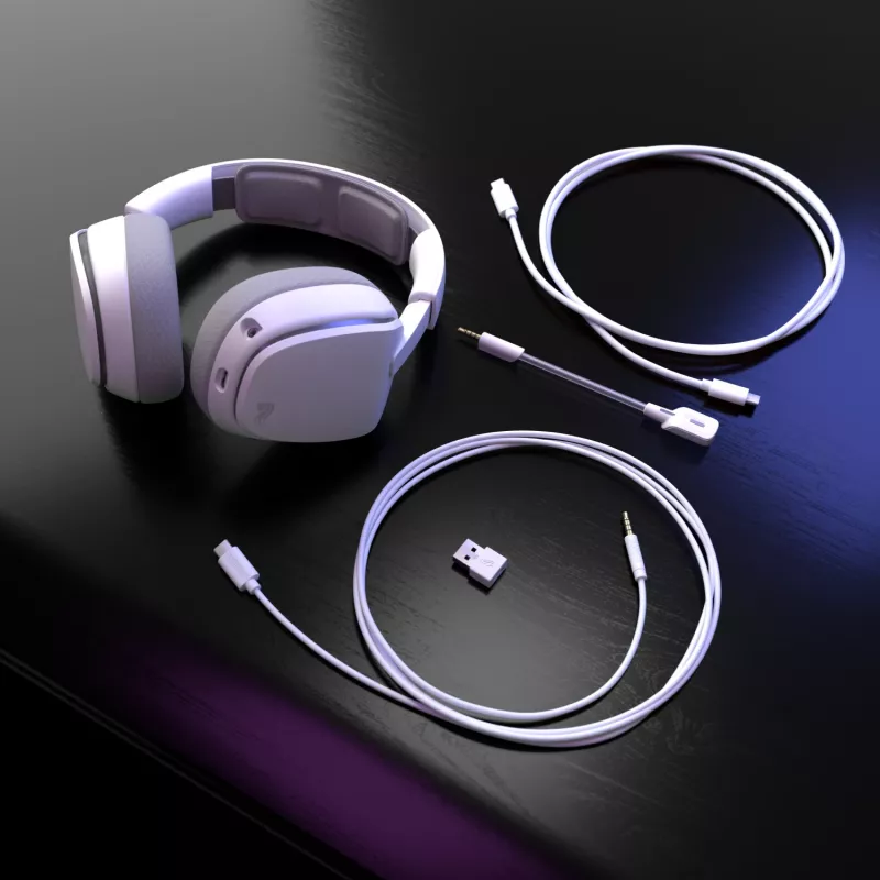 Glorious Gaming Glorious GHS Eternal RGB - Stereo RGB spēļu austiņas PC, PS5, PS4, Switch - pielāgoti leņķa draiveri, regulējams kristāldzidrs noņemams mikrofons, USB-C - izturīgas, visu dienu/nakti ērtas - Baltas