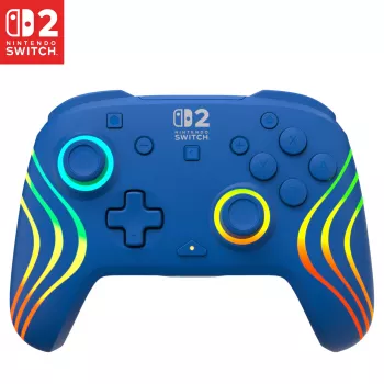 Vadu un bezvadu spēļu kontrolieris Turtle Beach Afterglow Wave Blue Nintendo Switch 2 — Bluetooth/USB-C, RGB, 20h akumulators, 3 m kabelis