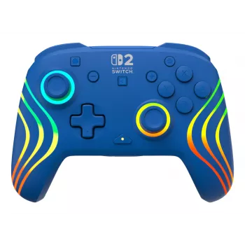 Vadu un bezvadu spēļu kontrolieris Turtle Beach Afterglow Wave Blue Nintendo Switch 2 — Bluetooth/USB-C, RGB, 20h akumulators, 3 m kabelis