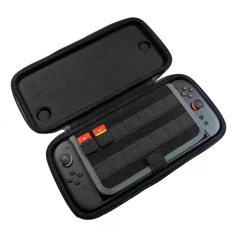 Ceļojuma maciņš Turtle Beach PlayTrek Slim Case Nintendo Switch 2 — ogleklis melns, 290×58×145 mm