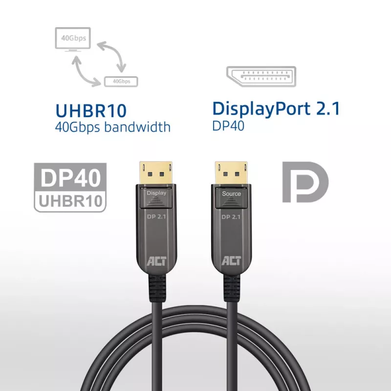 ACT AK4174 DisplayPort kabelis 40 m Melns
