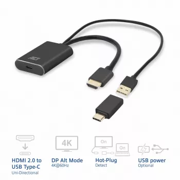 ACT HDMI uz USB Type-C sievišķais adapteris, 4K@60Hz, 0.25m