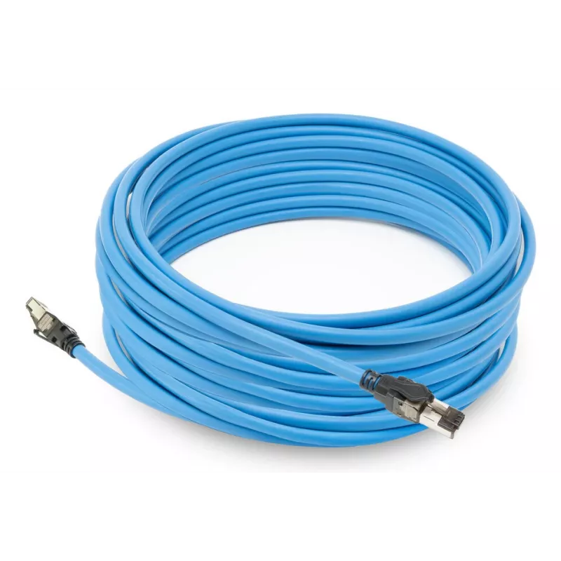 ACT Blue 60 metri S/FTP CAT6A B2ca PoE++ 100W cietā instalācijas kabelis, RJ45 vīrietis–vīrietis