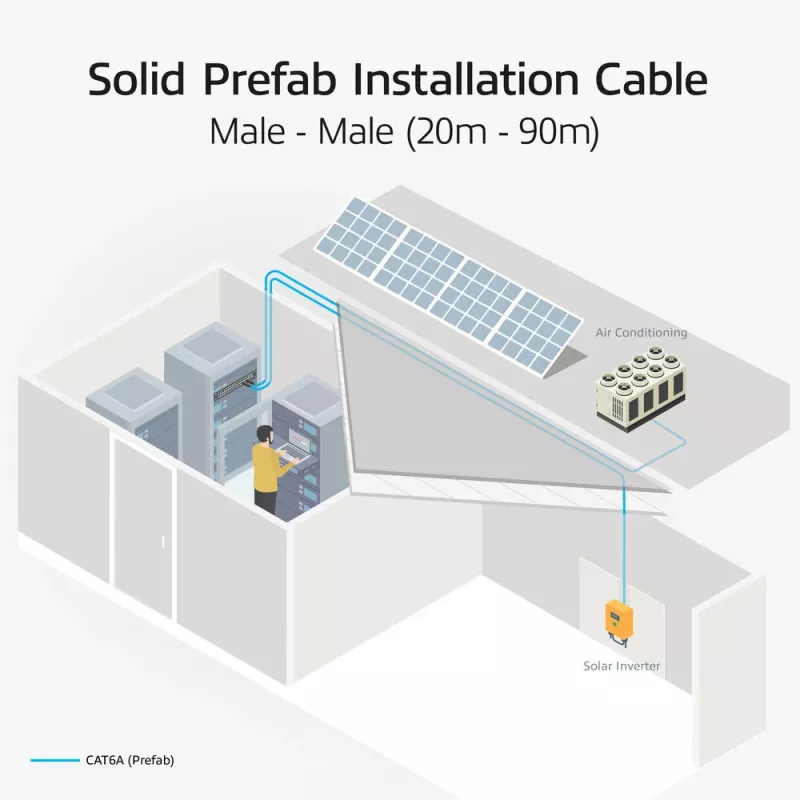 ACT Blue 60 metri S/FTP CAT6A B2ca PoE++ 100W cietā instalācijas kabelis, RJ45 vīrietis–vīrietis