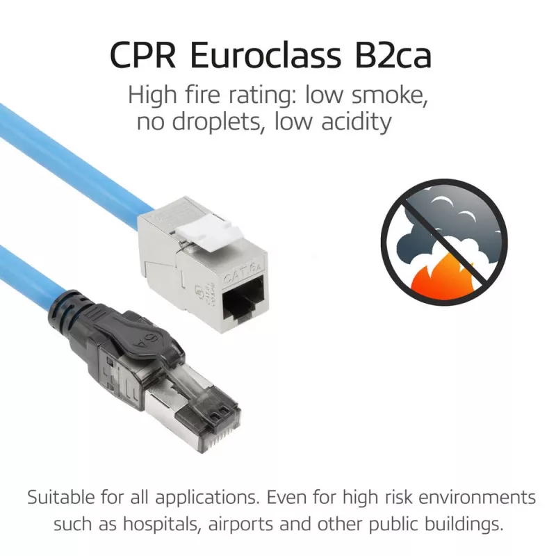 ACT Blue 25 metri S/FTP CAT6A B2ca PoE++ 100W cieta vada instalācijas kabelis, RJ45 vīrietis – sieviete