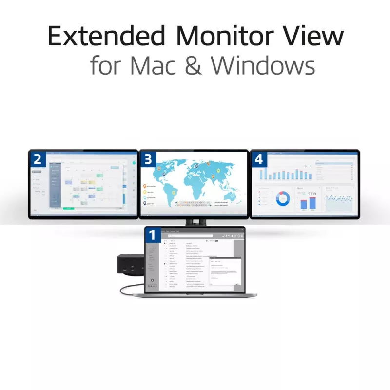 ACT Universālā USB-C Dockinga stacija AC7148, 3x 4K monitors, DisplayLink