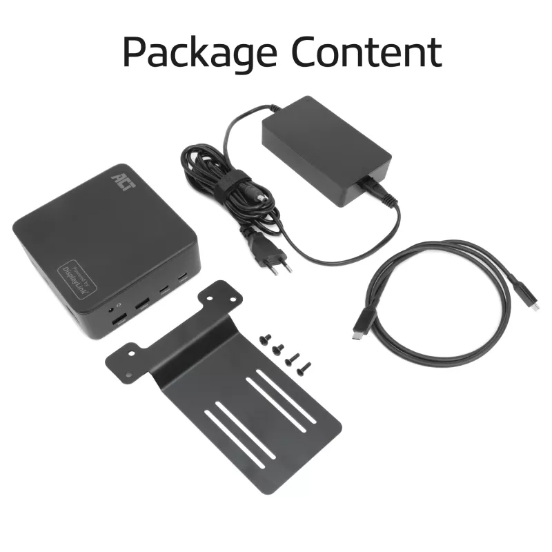 ACT Universālā USB-C Dockinga stacija AC7148, 3x 4K monitors, DisplayLink