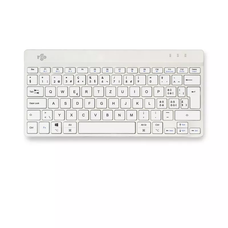 R-Go Tools ergonomiskā tastatūra R-Go Compact Break, kompakta tastatūra ar pārtraukuma programmatūru, QWERTZ (CH), Bluetooth, balta