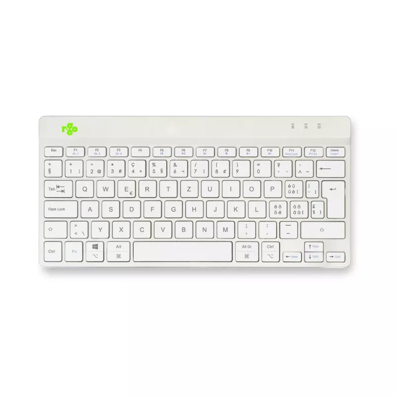 R-Go Tools ergonomiskā tastatūra R-Go Compact Break, kompakta tastatūra ar pārtraukuma programmatūru, QWERTZ (CH), Bluetooth, balta