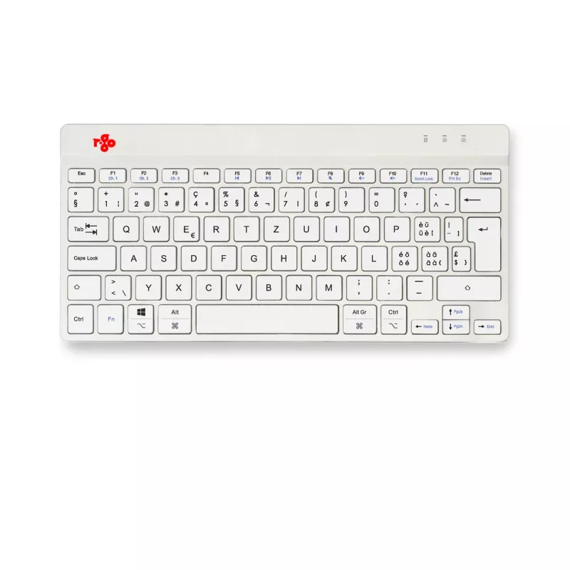 R-Go Tools ergonomiskā tastatūra R-Go Compact Break, kompakta tastatūra ar pārtraukuma programmatūru, QWERTZ (CH), Bluetooth, balta