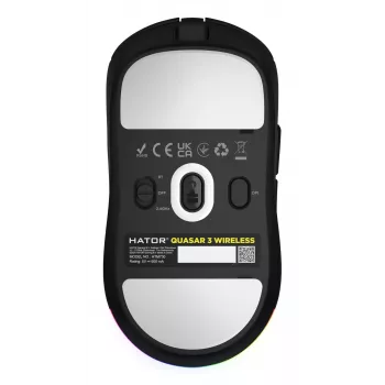 HATOR Quasar 3 Wireless bezvadu pele Gaming Ambidextrous RF Wireless + Bluetooth + USB Type-A Optiskā 12000 DPI