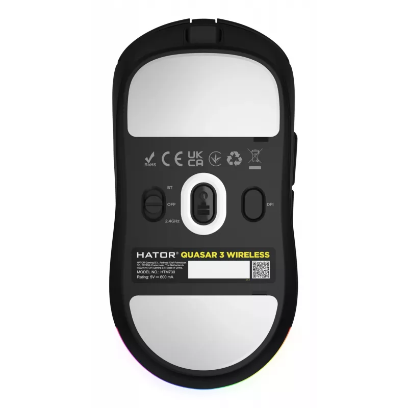 HATOR Quasar 3 Wireless bezvadu pele Gaming Ambidextrous RF Wireless + Bluetooth + USB Type-A Optiskā 12000 DPI