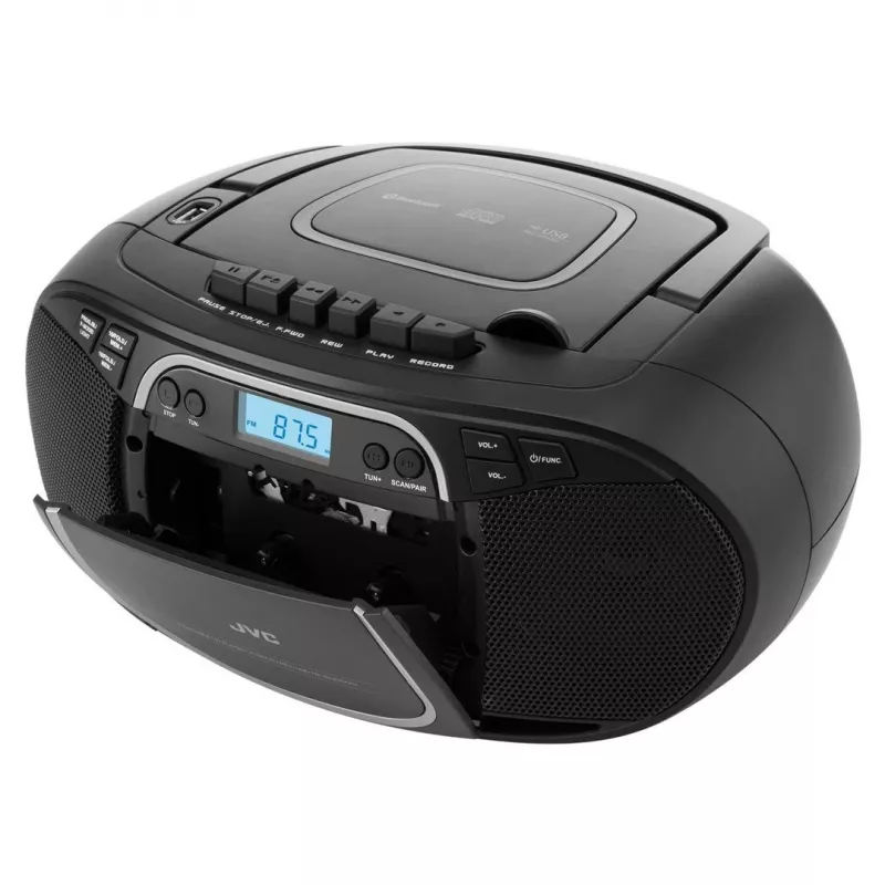 Portatīvais CD atskaņotājs JVC RC-E451B Melns — CD/MP3, Bluetooth, FM 87.5–108 MHz, USB, AUX, 3.2W RMS