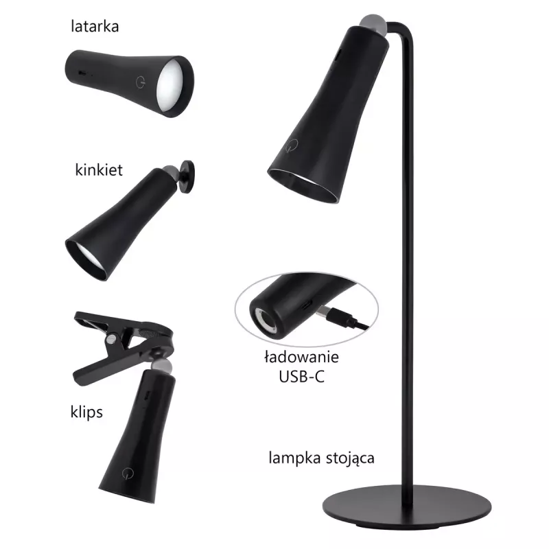 Daudzfunkcionālā lampa Activejet AJE-IDA 4IN1, melna