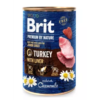 Brit Premium by Nature Junior Turkey with Liver mitrā suņu barība 400 g