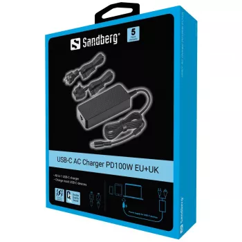 Sandberg 135-82 USB-C AC Lādētājs PD100W EU+UK