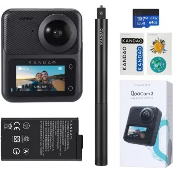 KanDao QooCam 3 Travel Combo — 360° darbības kamera, 4K video, 3D atbalsts