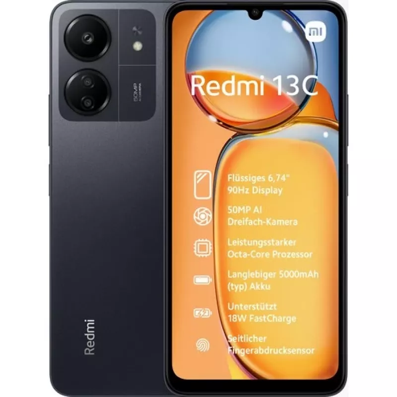 Xiaomi Redmi 13C 4G viedtālrunis, Dual-SIM, RAM 4 GB / Iekšējā atmiņa 128 GB, microSD slots, LCD 6.74 inch 1600x720 (90 Hz)