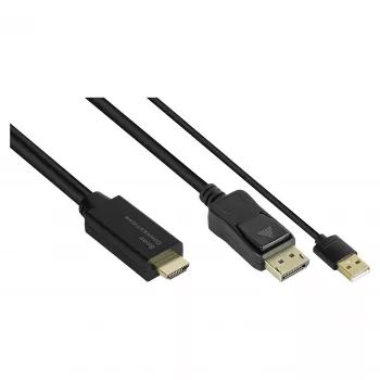Alcasa HDMI-DP020 video kabeļa adapteris 2 m HDMI Type A DisplayPort Melns