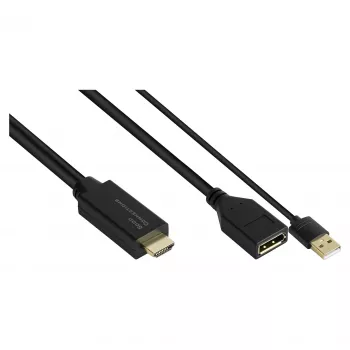 Alcasa HDMI-AD22 video kabeļa adapteris 0.3 m HDMI Type A DisplayPort Melns